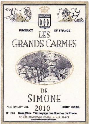 Chateau Simone - Les Grands Carmes De Simone Rose 2023